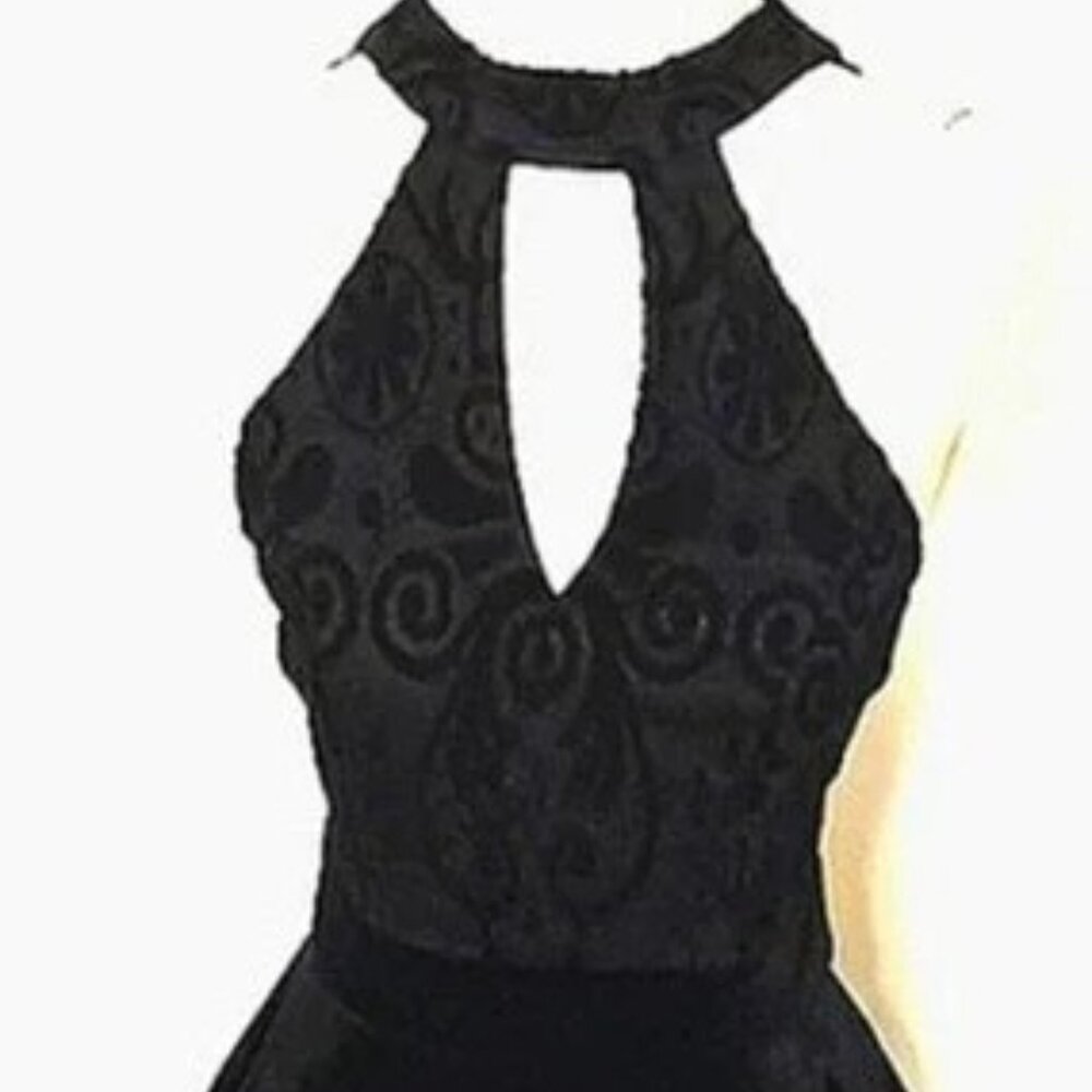NWT B Smart Junior's Velvet Black Lace Dress Sz 9